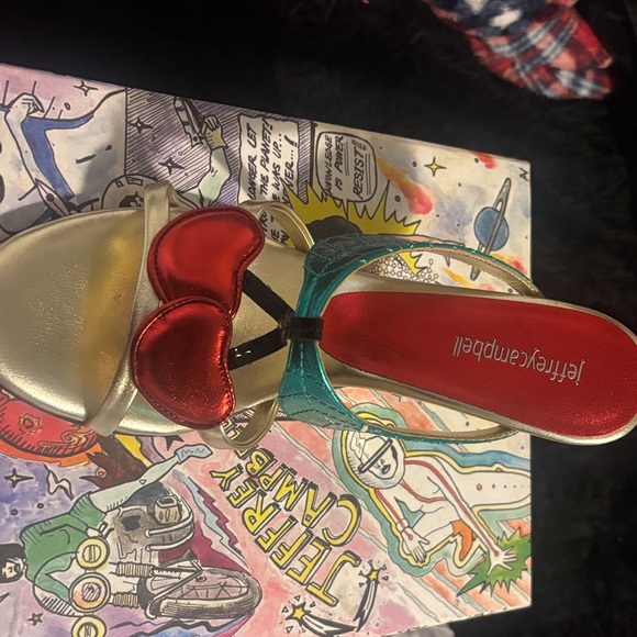 Jeffrey Campbell Shoes - Jeffrey Campbell Red and Gold Heart Sandals
